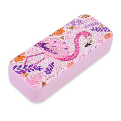 FlyingMage 5D Diamond Art Painting Kit for Adults Beginner, Small DIY Diamond Dots Gem Art Painting Mosaic Kits, Cute Hard Shell Sunglasses Eyeglasses Glasses Case for Women Teen, Pink Flamingo - color: Pink Flamingo