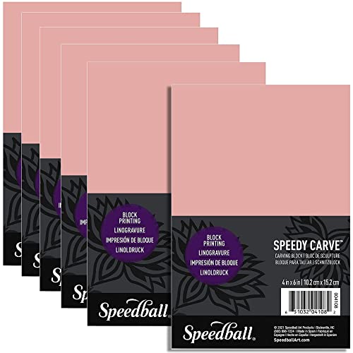 Speedball Speedy-Carve Premium Printmaking Blocks - 4" x 6" Pink Carving Material, Soft & Precise (72-Pack) - Perfect for Custom Stamps, Block Printing & Art Projects - size: 4" x 6" (Pack of 12)