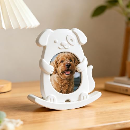 Silicone Resin Mold for Moving Photo Frame, DIY Rocking See-Saw Picture Frame Molds with Dinosaur, Kitten & Puppy Shape, Stand Holder for Resin Casting, Personalized Home Decor Handmade Gifts (4 PCS) - size: Cat&Dog Photo Frame