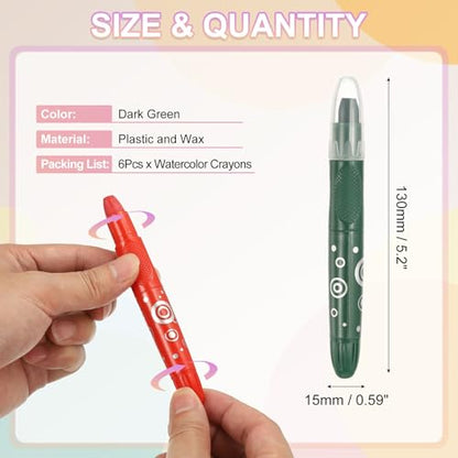 PATIKIL Watercolor Gel Crayon, 6Pcs Washable Twist Crayons for Coloring, Drawing, Painting, Dark Green (5.2x0.59) - color: Dark Green