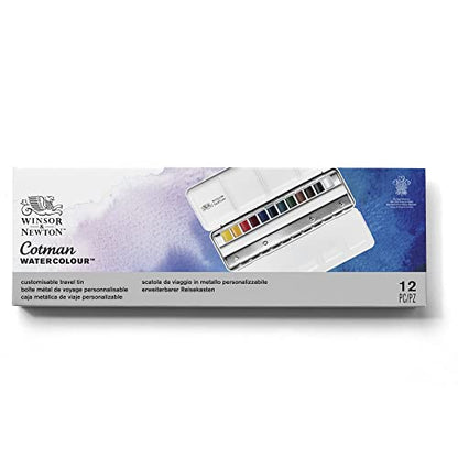 Winsor & Newton Cotman Watercolor Paint Set, 12 HP Customisable Travel Tin - style: 12 Half Pan Travel Tin