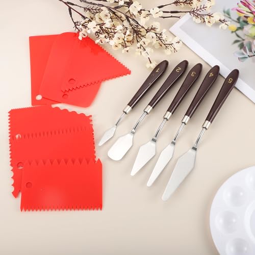 PATIKIL Painting Knife Set Spatula Palette Scraper Stainless Steel 11Pcs | Pallet with Wood Handle for Oil Acrylic Color Mixing Supplies