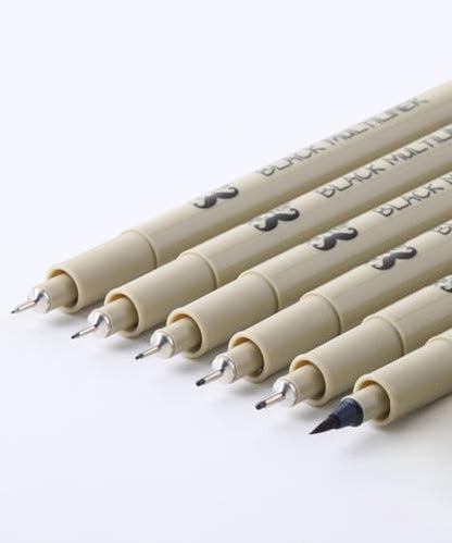 Mr. Pen- Drawing Pens for Artists, 6 Sizes, Black Multiliner, Artist pens | Micro Pens for Drawing - size: 6 Tip Sizes(0.2 to 0.5 mm)
