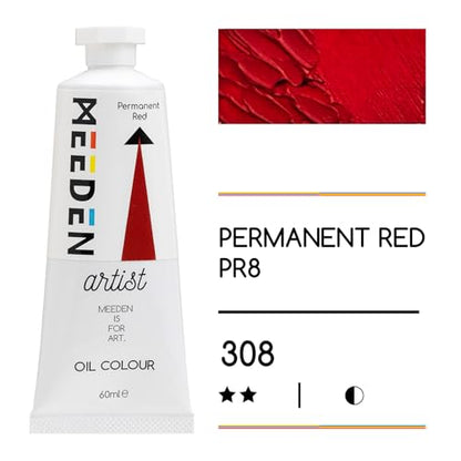 MEEDEN Artist Grade Oil Paint: Permanent Red - 60ml/2oz Tube | Professional Art Paints and Supplies for Canvas Painting - color: Permanent Red, size: 2 Fl Oz (Pack of 1)