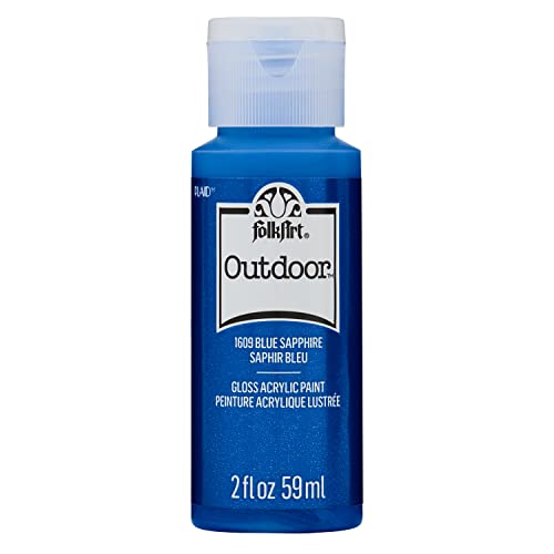 FolkArt Outdoor Acrylic Paint in Assorted Colors (2 Ounce), 1609 Metallic Blue Sapphire - color: Metallic Blue Sapphire, size: 2 Fl Oz (Pack of 1)