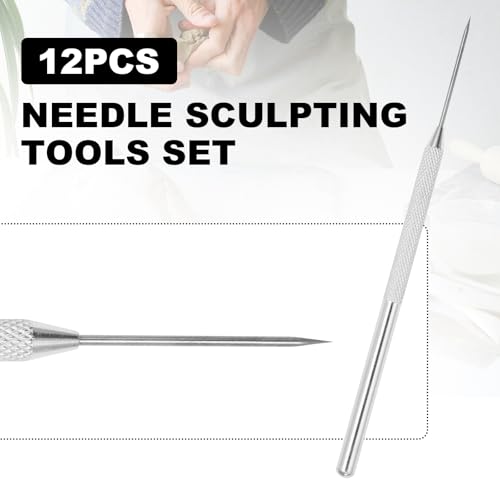 suiwotin 12pcs Pottery Needle Tool Set, Detail Tools for Precision Carving