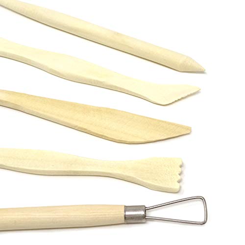 "Honbay 5-Piece Wooden Mini Modeling Tools Clay Sculpture Tools for Cutting, Carving and Smoothing"