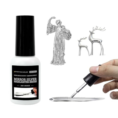 High Gloss Metallic Silver Acrylic Paint, Reflective Premium Shine, 0.68 fl oz - color: Silver