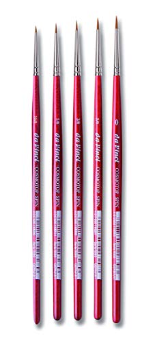 da Vinci Brushes 5507A2 5580 Spin Miniature Detail (Sizes 10/0, 5/0, 3/0, 2/0, 0) Artist Brush Set, Red, 5 Count (Pack of 1) - style: Spin Miniature Size Set
