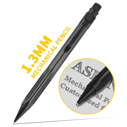 ASINNO 1.3 MM Mechanical Pencil, Weatherproof 2B Dark Lead, Heavy Duty Mechanical Pencil Woodworking Pencils with 20 Lead Refills and 4 Erasers, for Outdoor Marking Drafting Drawing Sketching