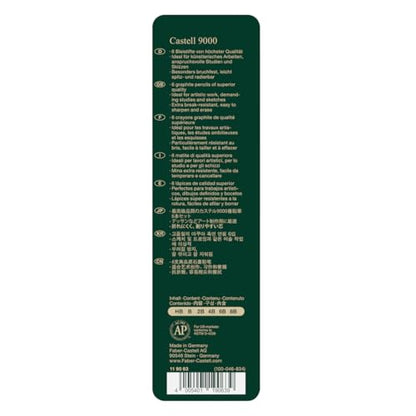 Faber-Castell - Castell 9000 Art Set Pencil (Pack of 6), Green