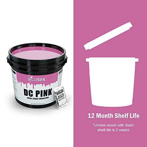 Ecotex® DC Pink Dual Cure Photo Emulsion - Screen Printing Emulsion, 1 Qt | Photo Emulsion For Silk Screens And Fabric - Works With Plastisol And Water Based Ink, Diazo Included, Made In The USA, 1 Qt - size: 32 fl oz