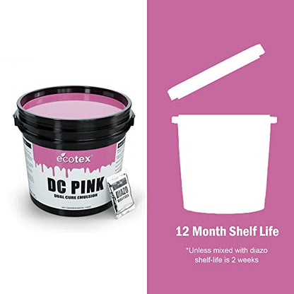 Ecotex® DC Pink Dual Cure Photo Emulsion - Screen Printing Emulsion, 1 Pt | Photo Emulsion For Silk Screens And Fabric - Works With Plastisol And Water Based Ink, Diazo Included, Made In The USA, 1 Pt - size: 16 fl oz