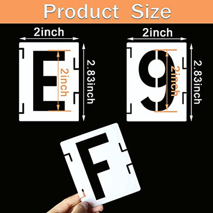 YEAJON 2 Inch Letter Stencils Symbol Numbers Craft Stencils, 42 Pcs Reusable Alphabet Templates Interlocking Stencil Kit for Painting on Wood, Wall, Fabric, Rock, Chalkboard, Sign, DIY Art Projects - size: 2 inch
