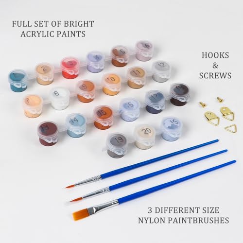 Natuyalo Framed Paint by Numbers Kit for Adults Beginner, Sailboat in Waves Adult Paint by Number Kits on Canvas, DIY Acrylic Paint by Number for Adults with Frame 12x16 Inch - color: Color-05