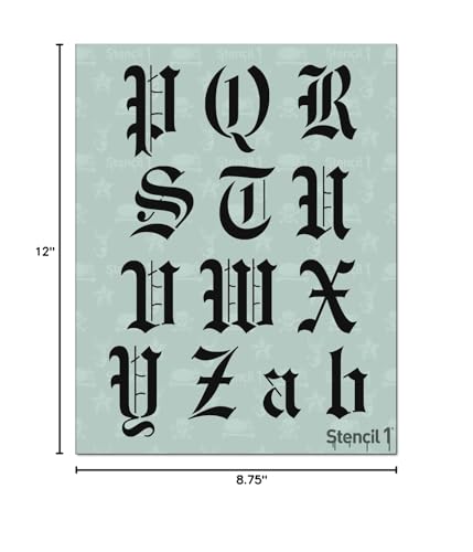 Stencil1 Old English Font Stencil 2" Alphabet Letters Painting Craft - size: 2" Letters