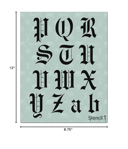 Stencil1 Old English Font Stencil 2" Alphabet Letters Painting Craft - size: 2" Letters