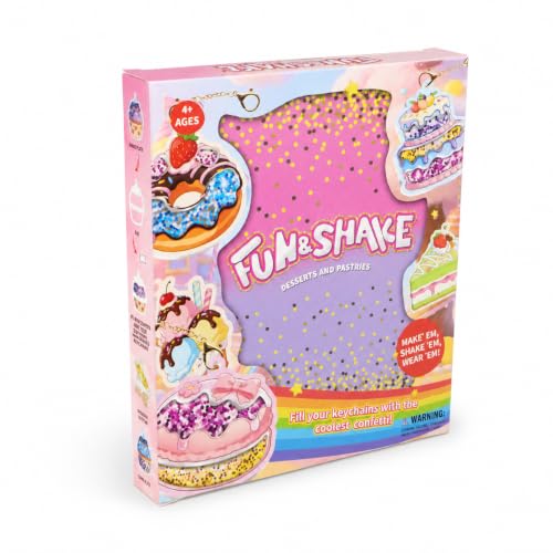 DIY Glitter Craft Kit with Keychains - Mess-Free Arts and Crafts for Kids Ages 4-8, Fun Shake-It Activity, Creative Travel Toys, Party Favors & Birthday Gifts for Girls 4-9 - color: Purple-Pink