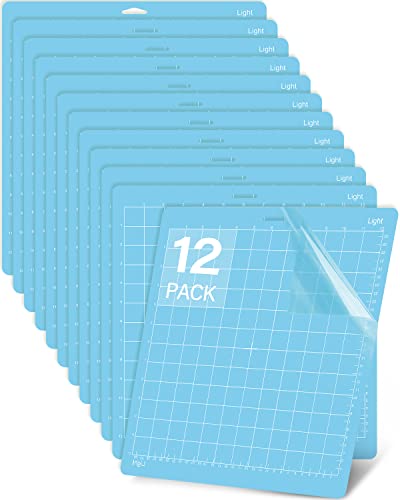Gwybkq Cutting Mat, Compatible With Cricut Maker 3/Maker/Explore 3/Air 2/Air/One 12 Pack 12x12 Adhesive Sticky Light Cut Mats Replacement Accessories Quilting Scrapbooking & Stamping Supplies Blue - color: Blue(Light)