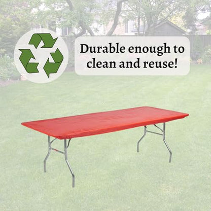 6' Rectangle Plastic Table Covers 30" x 72", Bundle of 5 (Red) - color: Red