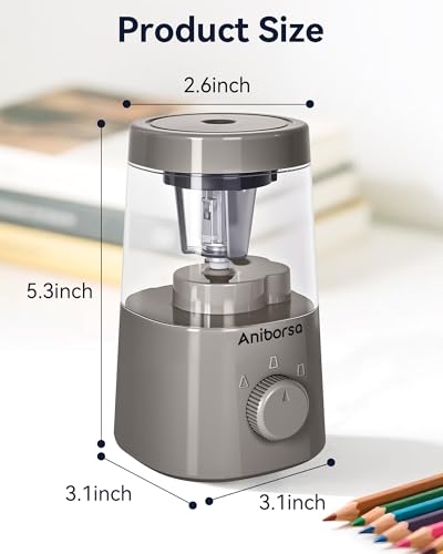 Electric Pencil Sharpener, Battery/USB Cord Operated, Gray - color: Gray
