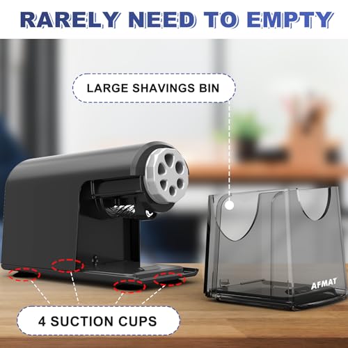 AFMAT PSX2 Electric Pencil Sharpener for Classroom, 6 Holes, Heavy Duty Pencil Sharpener for 6-11mm Pencils, Auto Stop, Save Pencils, School Teacher Must Have Pencil Sharpeners Plug in, Gray - color: Gray