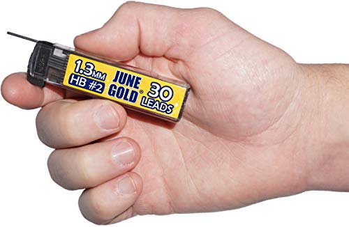 June Gold 1.3 mm, 120 Lead Refills, HB #2, 4 Dispensers/w 30 Pieces Each | Medium Bold Thickness, Break Resistant Graphite, Elegant Dispensing Mechanism - color: Hb Graphite, style: 1.3 mm