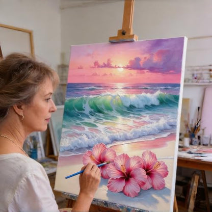BYGFHLYW Beach Flower Paint by Numbers Kit for Adults Beginners 12x16In - color: PB469-1