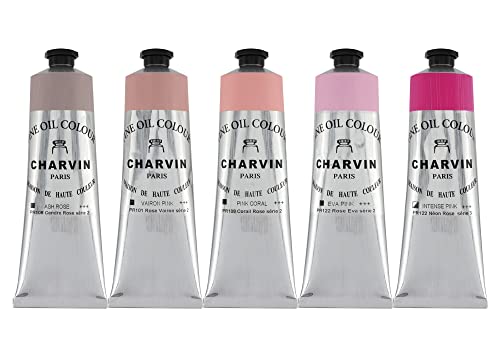 Charvin Fine Artists' Oil Paints - Elite Artists' Oils from The French Riviera for Painting, Classrooms, Plein Aire, & More! - [Pinks - 150 mL Set of 5] - color: Pinks, size: 150 mL Set of 5