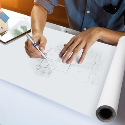 Ctosree 24 Inch x 20 Yards Design Vellum Roll Architectural Vellum Paper White Translucent Tracing Paper Roll for Drawing Sketching Architecture Building - size: 24 Inch x 20 Yards