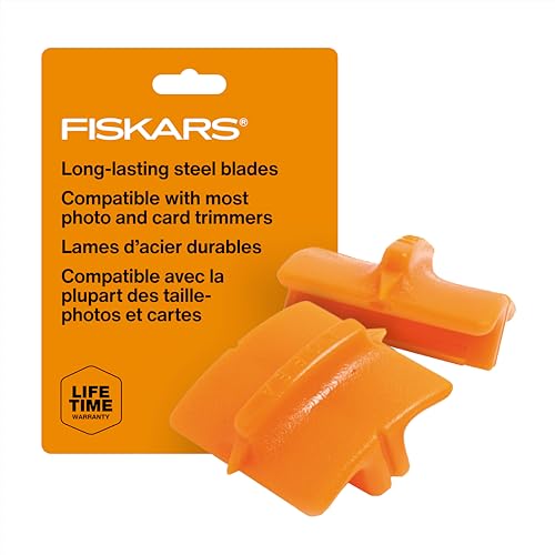 Fiskars Trimmer Replacement Blades, Precision-Ground Steel for Clean Cuts, Refill Carriage for 9" & 12" Personal Trimmers, Two Pack, Orange - size: 2-Pack, style: Style G