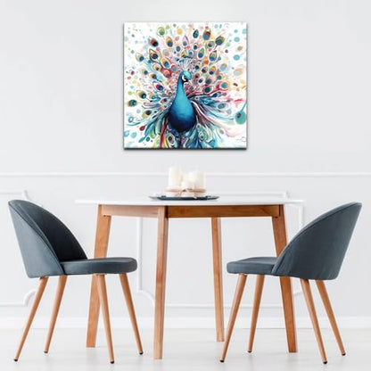 Natuyalo Paint by Numbers Kit for Adults Beginners, 12" Wx12 L Animal Painting by Numbers Kit on Canvas Acrylic Drawing Kits Ready to Stretch and Framed, Colourful Peacock - color: Color-05