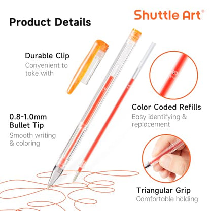 Shuttle Art 60 Pack Red Yellow Tone Gel Pens, 30 Red Orange Yellow Gel Pens with 30 Refills for Adults Coloring Books Journaling Drawing Nature, Landscapes, Animals Scenes - color: 60 Pack Red Yellow Tone