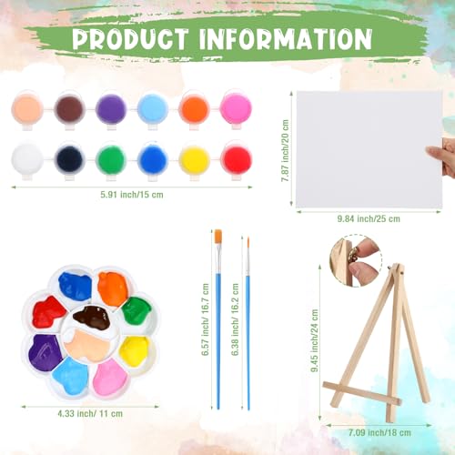Qilery 24 Set 8 x 10 Inch Canvas Boards and Easel for Painting, Acrylic Paint Strips, Brushes, Palettes, Art Painting Kits for Artists Beginners Oil Acrylic Craft Party Favors - size: 8" X 10"