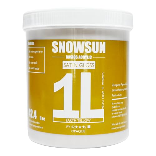 SNOWSUN Heavy Body Acrylic Paint, 1L (40oz) Bulk Earthy Yellow - Non Toxic Artist Grade Thick Paint for Canvas, Wood, Ceramic & Crafts - color: Earthy Yellow