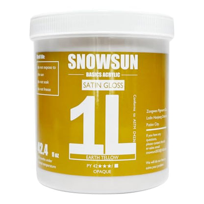 SNOWSUN Heavy Body Acrylic Paint, 1L (40oz) Bulk Earthy Yellow - Non Toxic Artist Grade Thick Paint for Canvas, Wood, Ceramic & Crafts - color: Earthy Yellow