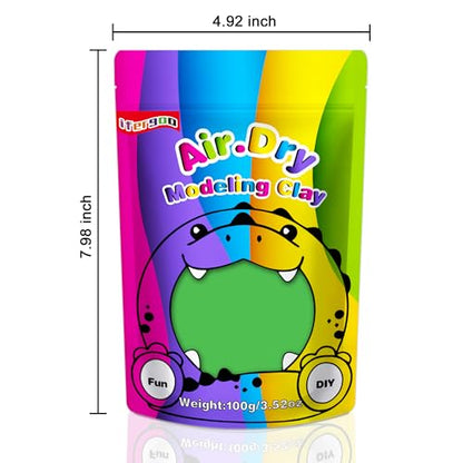 ifergoo 100g Green Air Dry Clay, 3.5oz DIY Creative Modeling Clay for Kids | Refill Foam Magic Clay for School Art & Craft Project, Slime Supplies, Ultra-light & Soft, Gift for Age 3-12 Boys & Girls - color: Green/100g