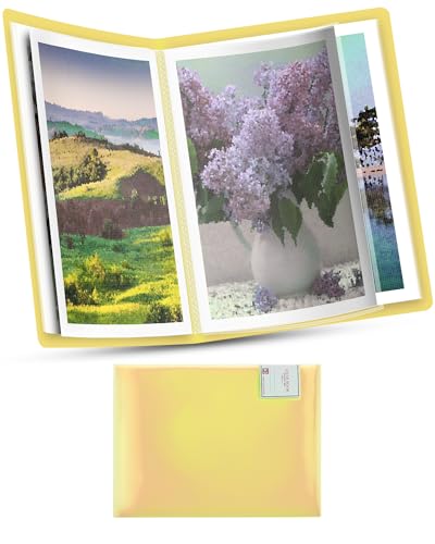 SXhyf A3 Diamond Painting Storage Book for 60 Diamond Painting Pics, 30 Pages Diamond Art Storage Book, Diamond Painting Presentation Portfolio Folder for Artwork (Yellow, A3-16.5 x 12.1 in) - color: Yellow