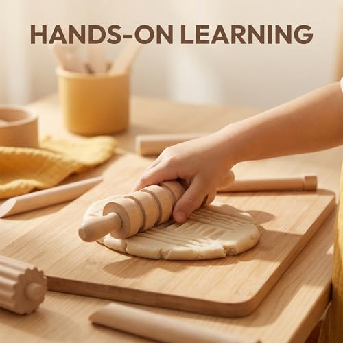 Toddmomy Wooden Clay Tool Set for Kids Toddlers, Clay Molding Tools for Pottery, Ceramics and Modeling Dough, Beginner-Friendly Art and Crafts Activities