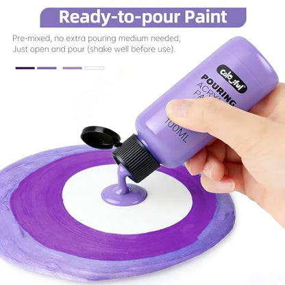 Colorful Purple Series Acrylic Pouring Paint Set, 4 Colors, 3.34 oz Art Kit - color: Purple Color