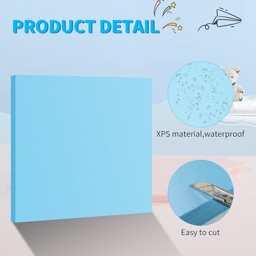 Blue 13 Pack 12x12x0.5 inch Foam Sheets 0.5 Inch Thick | Polystyrene Rectangles XPS Foam Board Craft for Insulating DIY Modeling Art Supplies - color: blue, size: 12x12x0.5 inch 13pack