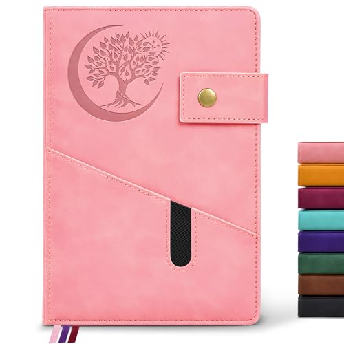 PAIBAS Blank Journal Notebook, A5 Hardcover Leather Sketchbook with 200 Pages Thick Blank Paper for Men Women, Unlined Drawing & Writing Journal, 5.9" x 8.4" Plain Notebook (pink) - color: Pink, size: Blank Page