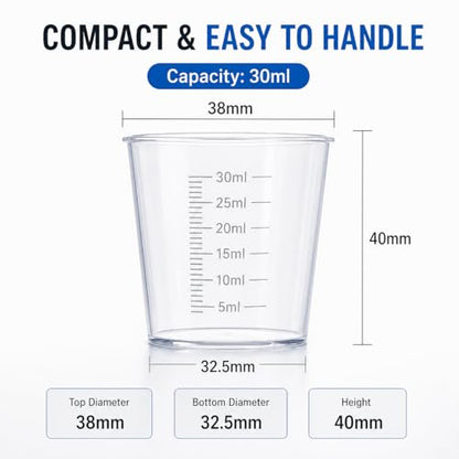 20pcs 1.02oz/30ml Liquid Medicine Cups, Plastic Measuring Cups, Clear Graduated Mixing Cups with Scale, Transparent Epoxy Resin Mixing Cups for Cooking, Medicine & DIY