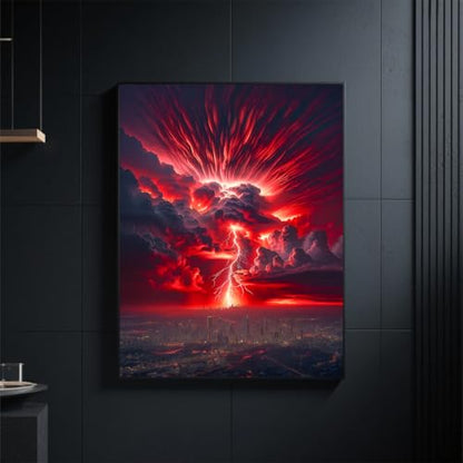 Ohhvvow Red Lightning Diamond Painting Kit for Adults - 12x16 Inch 5D Diamond Art with Full Drill Diamonds Dot Kits, Complete DIY Craft Kit (Includes Tools & Tray) - color: Red lightning