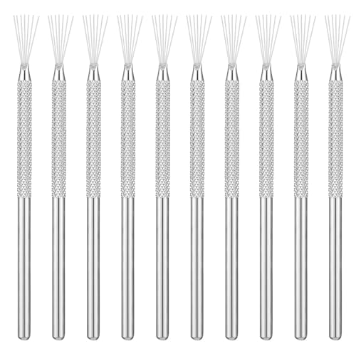 DIYOOHOMY 10 Pcs Clay Needle Tool Set, 7-Pin Polymer Clay Sculpting Tools for Pottery Scoring Texturing Carving, Feather Wire Texture Ceramic Modeling Detailing Nail Art DIY Craft Supplies - color: White-6