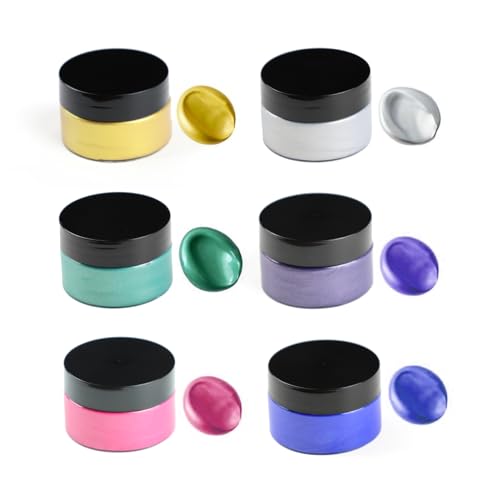 DGAGA Metallic Acrylic Paint,6PCS Iridescent Paint,1.69 OZ/Jar,Chalk Paste Paints Metallic,Metallic Paints for Crafts Color-shifting Glass Paste,Blendable,Paints on Rocks,Wood,Canvas,Fabric,Ceramic - color: 6 Metallic Paints