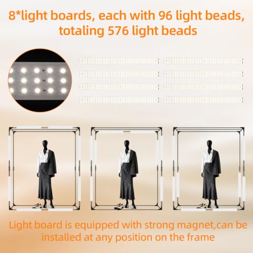 Large LightBox with Tripod Stand, 47"x38"x79" Light Box with 8 Stepless Dimming Light Boards 768 LED Beads,Shooting Tent kit with 3 Backdrops.Professional Photobooth Softbox for Studio Photography - size: 47*38*79 Inch