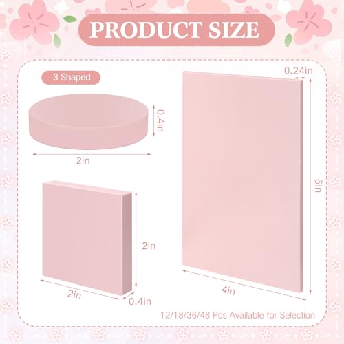 48 Pcs Pink Rubber Linoleum Blocks for Printmaking 4x6in 2x2in 2in 3 Shapes Linocut Block Stamp Making Kit for DIY Crafts & Art Projects