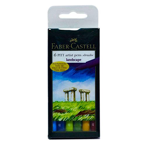 Faber-Castell Faber-Castel Faber-Castell FC167105 Pitt Artist Color Brush Wallet Set (6 Pack), Landscape, Assorted - size: 6 Count (Pack of 1)