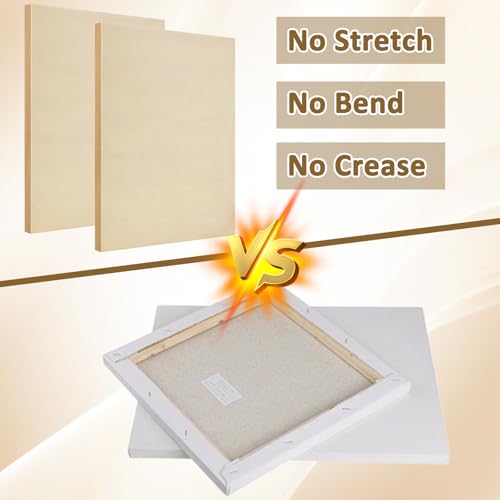 8 Pack Wood Canvas 11 x 14 inch Unfinished Wooden Panels Board Cradled Wood Panels for Painting, Arts, Pouring Use with Oils, Acrylics